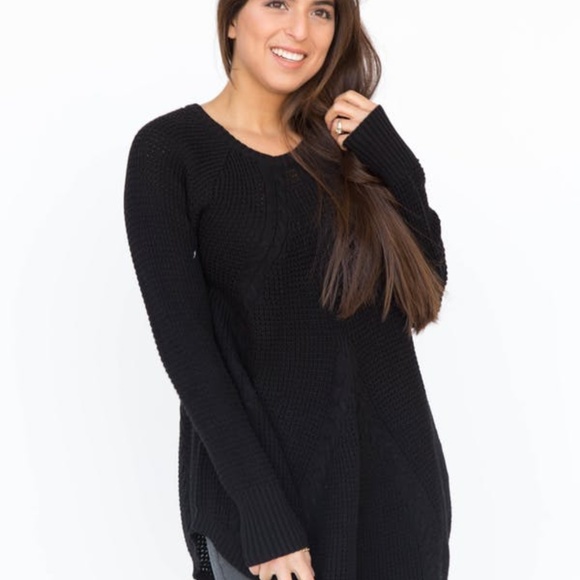 Agnes & Dora Sweaters - Cable Knit Pullover in Black S- XL